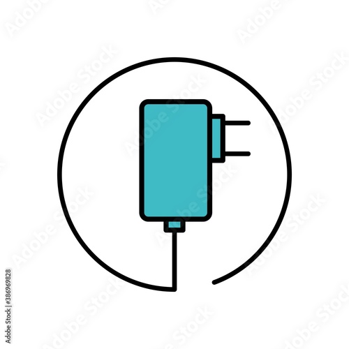 Electric Plug Flat Icon Color Design Vector Template Illustration