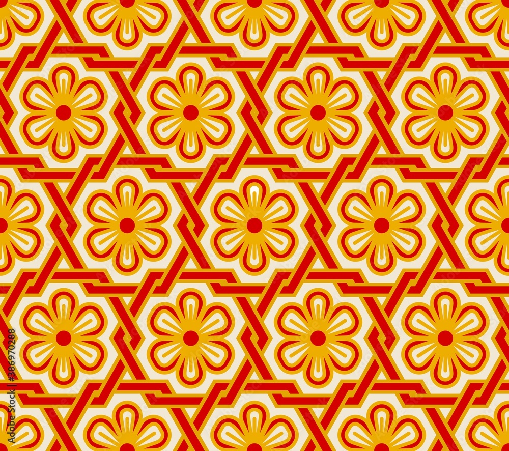 Fototapeta premium Oriental floral vintage seamless pattern
