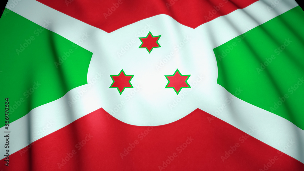 Waving realistic Burundi flag background. 3d illustration Waving realistic Burundi flag background. 3d illustration