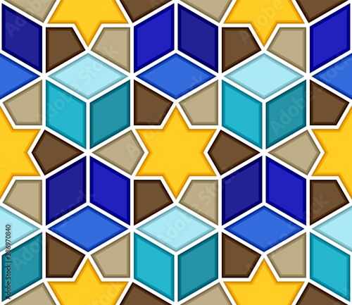 Traditional geometric colorful arabic islamic seamless pattern