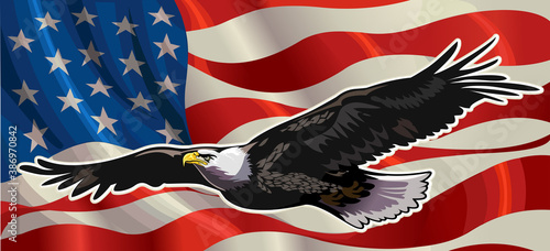 American Redoubtable  Eagle with USA flags