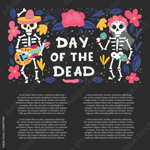 Day of the Dead or Mexico Halloween greeting card, invitation