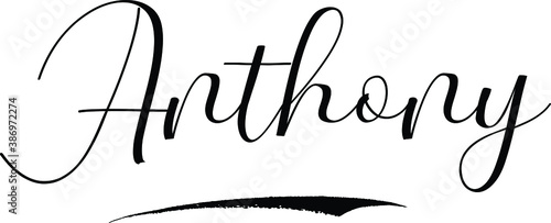 Fotografia Anthony -Male Name Cursive Calligraphy on White Background