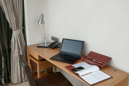 Wallpaper Mural Modern interior of working place with laptop Torontodigital.ca