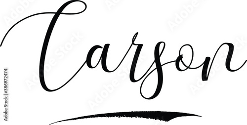 Carson-Male Name Cursive Calligraphy on White Background