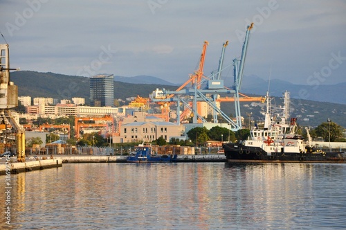 Cranes in harbor of Rijeka, Croatia