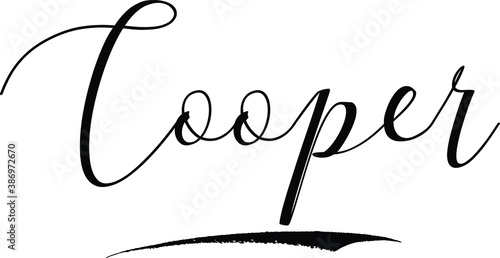 Cooper-Male Name Cursive Calligraphy on White Background