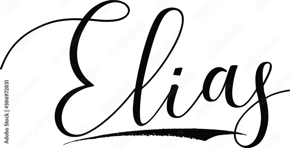 Elias-Male Name Cursive Calligraphy on White Background Stock-Vektorgrafik  | Adobe Stock
