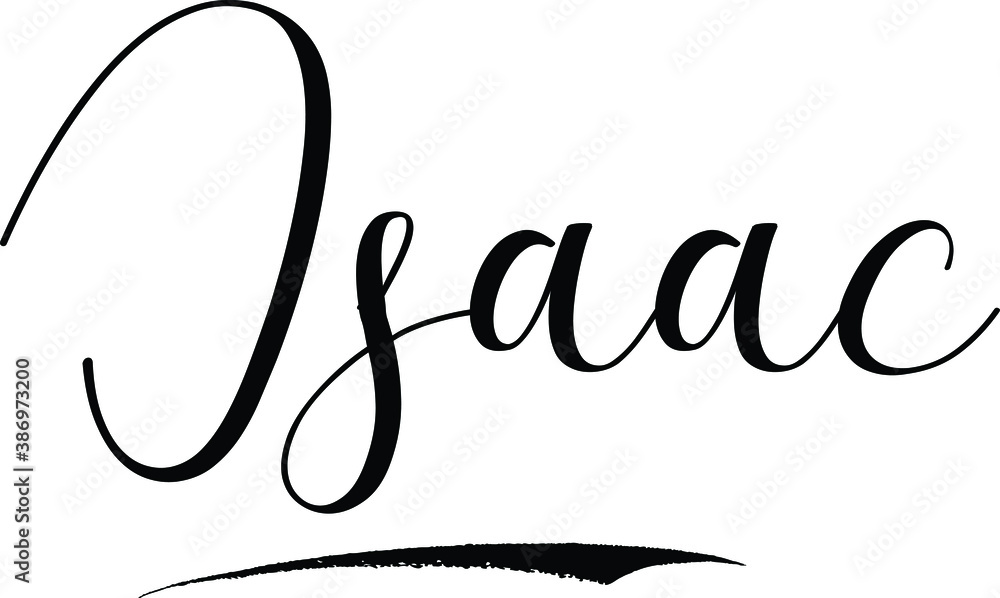 Isaac-Male Name Cursive Calligraphy on White Background Stock Vector