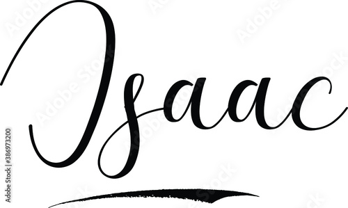 Isaac-Male Name Cursive Calligraphy on White Background