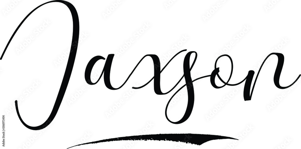 Jaxson-Male Name Cursive Calligraphy on White Background Stock