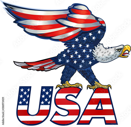 American Redoubtable  Eagle with USA flags