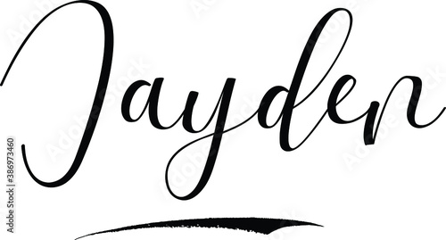 Jayden-Male Name Cursive Calligraphy on White Background photo