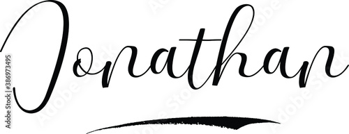 Jonathan-Male Name Cursive Calligraphy on White Background