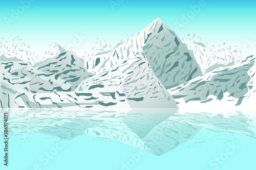 vector illustration of a mountain winter landscape