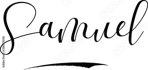 Samuel -Male Name Cursive Calligraphy on White Background