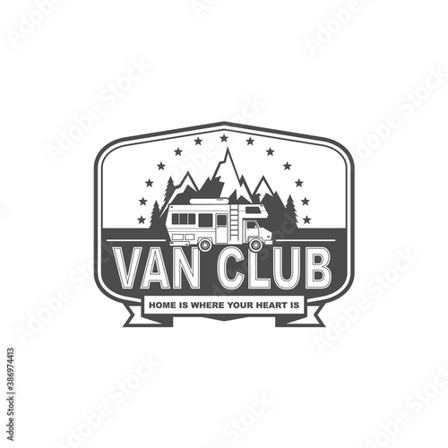 Vector logo, badge, symbol, icon template design with Adventure Theme
 photo