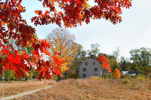 Photography The Old Manse house on a sunny fall day