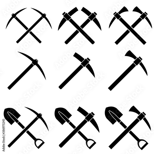 Pickaxe icon, logo isolated on white background