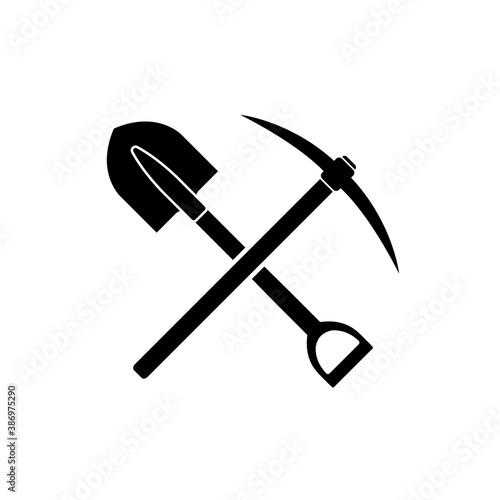 Pickaxe icon, logo isolated on white background