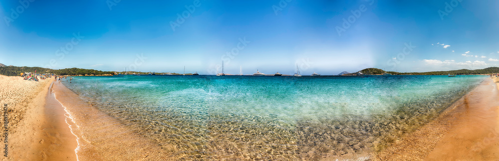 Panoramic view of Liscia Ruja beach, Sardinia, Italy