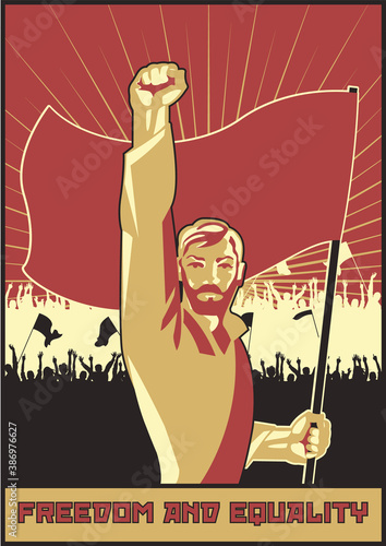 Freedom and Equality Retro Style Social Revolution Propaganda Poster