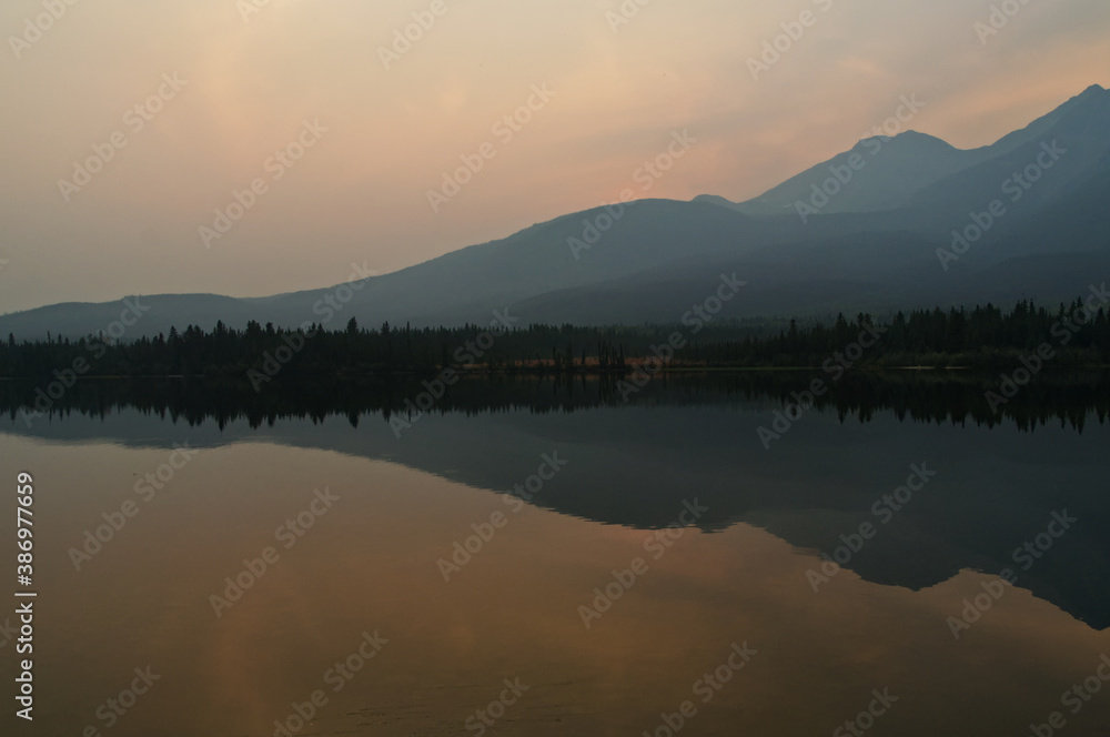 Pyramid Lake during a Smoky Evening