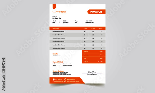 Corporate Professional Sales Invoice with Tax Design Vector Template
