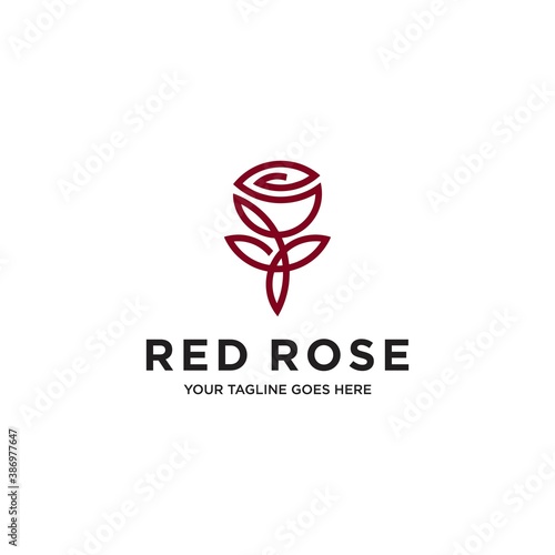 rose logo line art icon illustration vector graphic template download