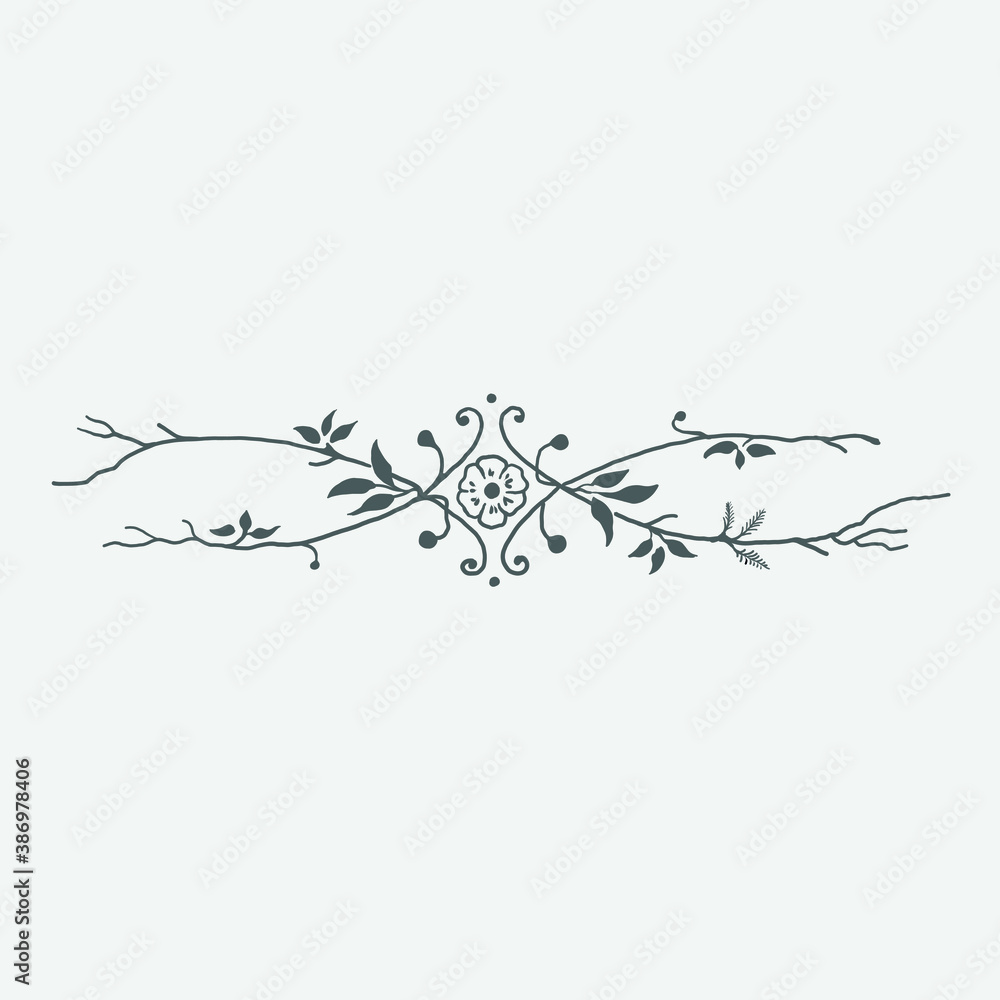 Obraz premium vignette flower black vector 001