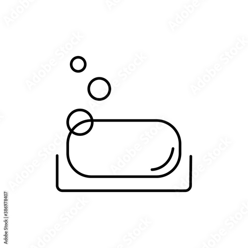 soap icon element of bathhouse icon for mobile concept and web apps. Thin line soap icon can be used for web and mobile. Premium icon on white background