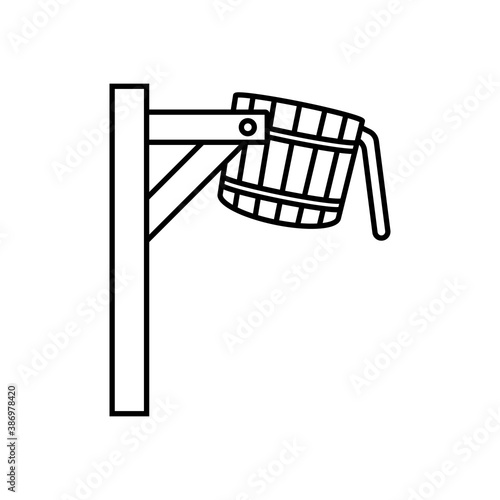 bucket with water icon element of bathhouse icon for mobile concept and web apps. Thin line bucket with water icon can be used for web and mobile. Premium icon on white background