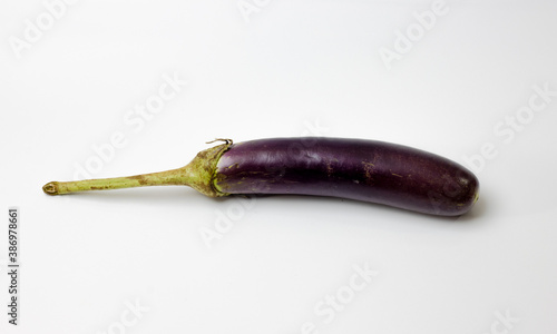 Long eggplant isolated on white background