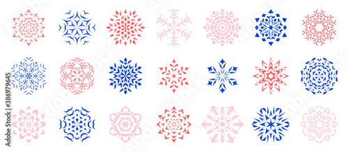 A set of snowflakes on a white background. Items for your packaging and printing design.
