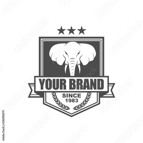Vector logo, badge, symbol, icon template design with Elephant Theme
