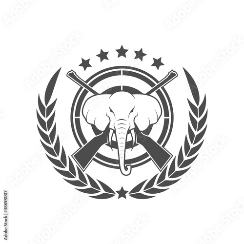 Vector logo, badge, symbol, icon template design with Elephant Theme

