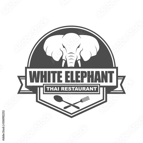 Vector logo, badge, symbol, icon template design with Elephant Theme
