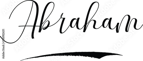 Abraham -Male Name Cursive Calligraphy on White Background