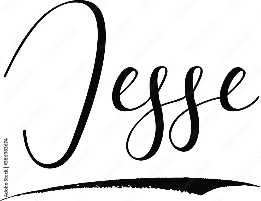Jesse -Male Name Cursive Calligraphy on White Background Jesse -Male Name Cursive Calligraphy on White Background