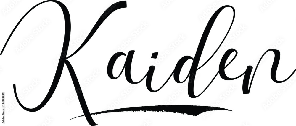 Kaiden -Male Name Cursive Calligraphy on White Background Kaiden -Male Name Cursive Calligraphy on White Background