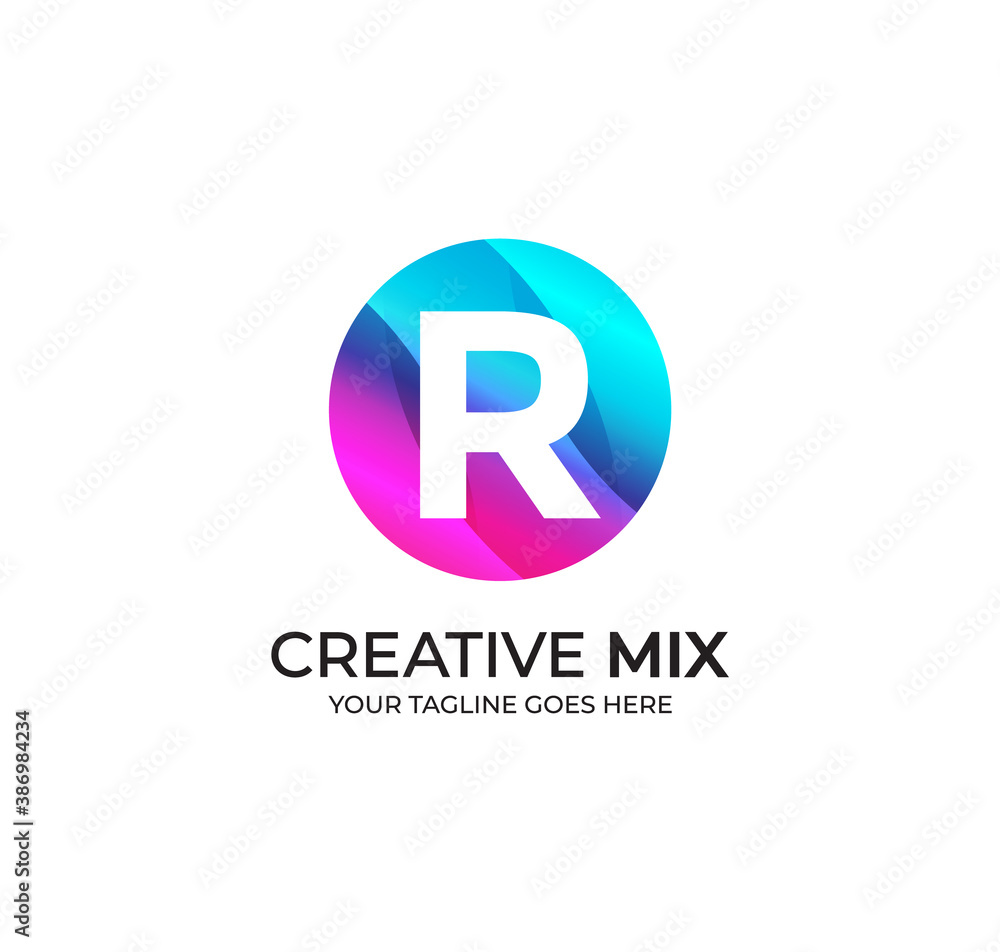 R Alphabet Colorfull Logo Design Concept