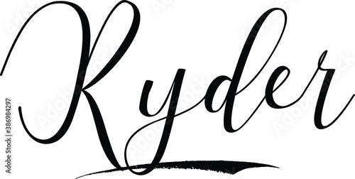 Ryder -Male Name Cursive Calligraphy on White Background