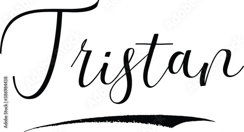 Tristan -Male Name Cursive Calligraphy on White Background