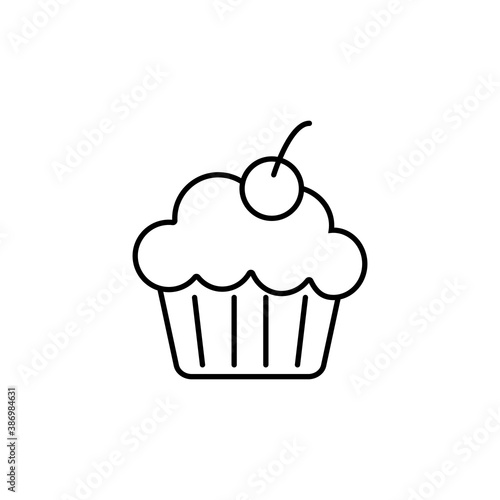 cupcake icon element of bakery icon for mobile concept and web apps. Thin line cupcake icon can be used for web and mobile. Premium icon on white background