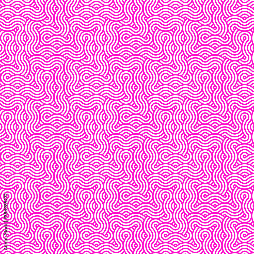 seamless Overlapping circle pattern with pink and white stripes