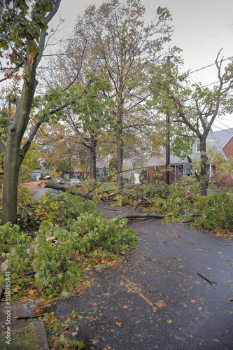 Residential streen after a powerful storm