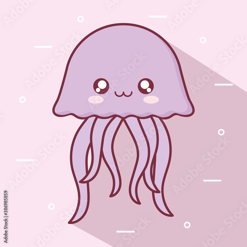 Kawaii jellyfish animal cartoon vector design
