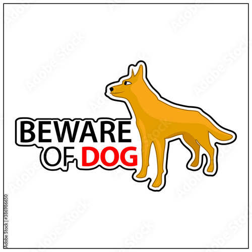 Beware of dog, Vector Illustration on white background.