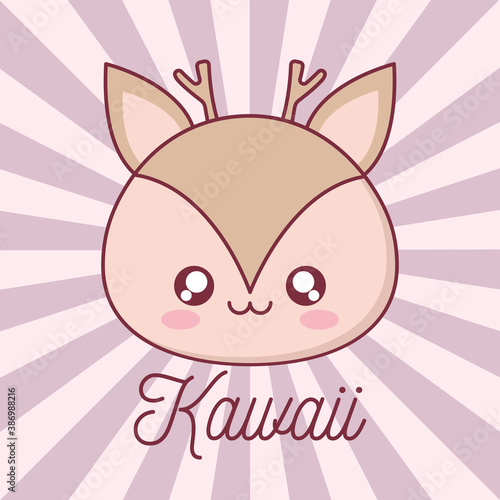 Kawaii reindeer animal cartoon vector design
