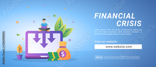 Financial crisis banner, financial downturn. Banners for promotional media